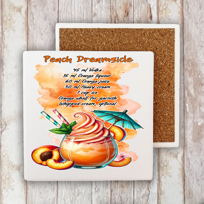 Summer Cocktail Peach Dreamsicle Stone Coaster