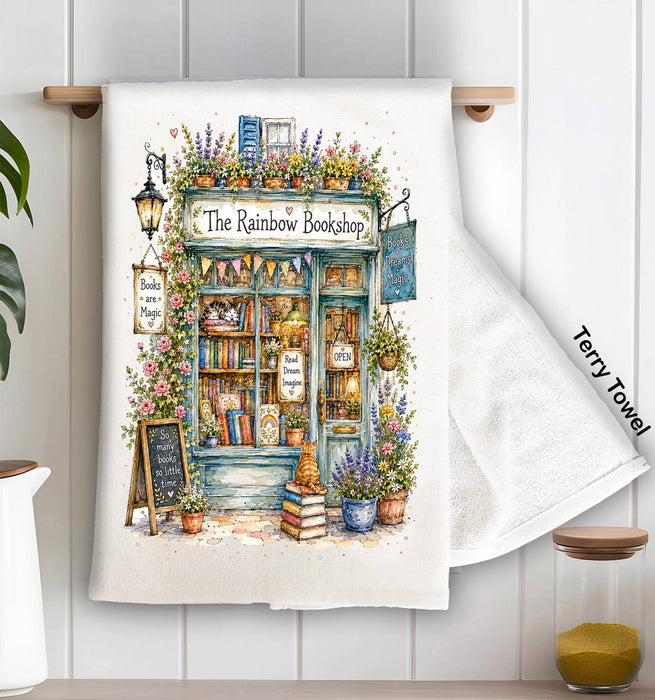 Whimsical Bookstore Bookshop Kitchen Terry Towel