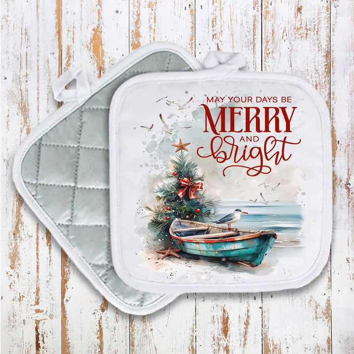Coastal Christmas Beach Boat Pot Holder