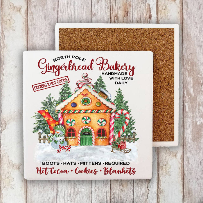 Christmas Gingerbread  House Bakery  Stone Coaster