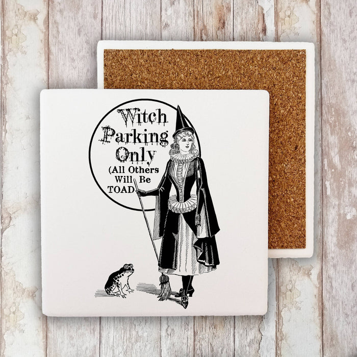 Witch Parking Only , Stone Coaster