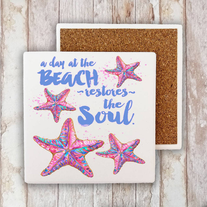Day at beach restores Soul Starfish Stone Coaster