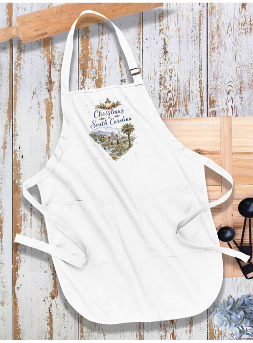 Christmas in South Carolina State Map Apron