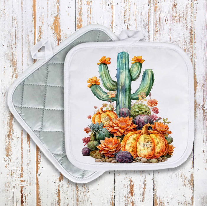Fall Pumpkin Saratoga Cactus Flowers  Pot Holder