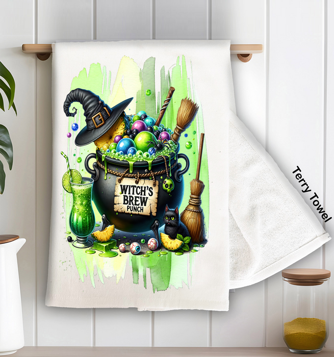 Halloween Witch's Brew Punch Kitchen Terry Towel