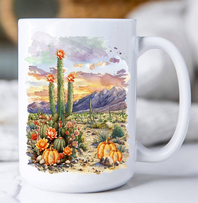 Fall Pumpkin Saratoga Cactus Desert  Coffee Mug