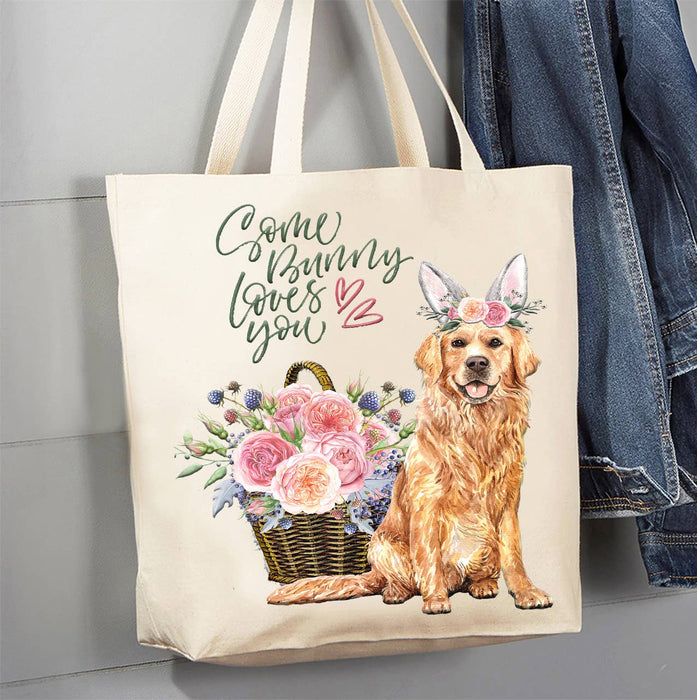 Some Bunny Loves You Lab Dog Canvas Tote Bag
