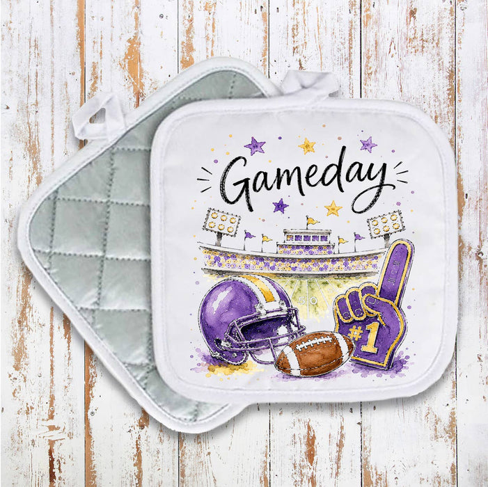 Gameday Football Purple & Gold Pot Holder