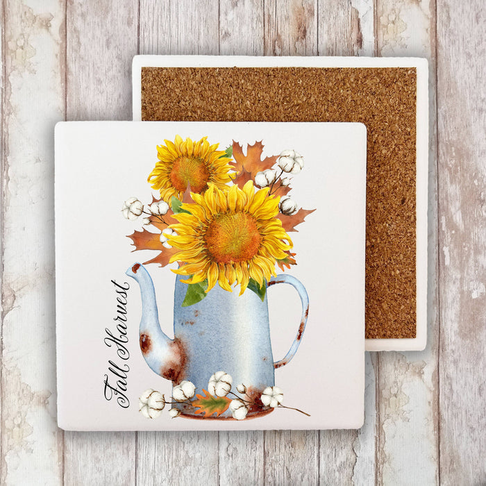 Fall Harvest Sunflowers Autumn Stone Coaster