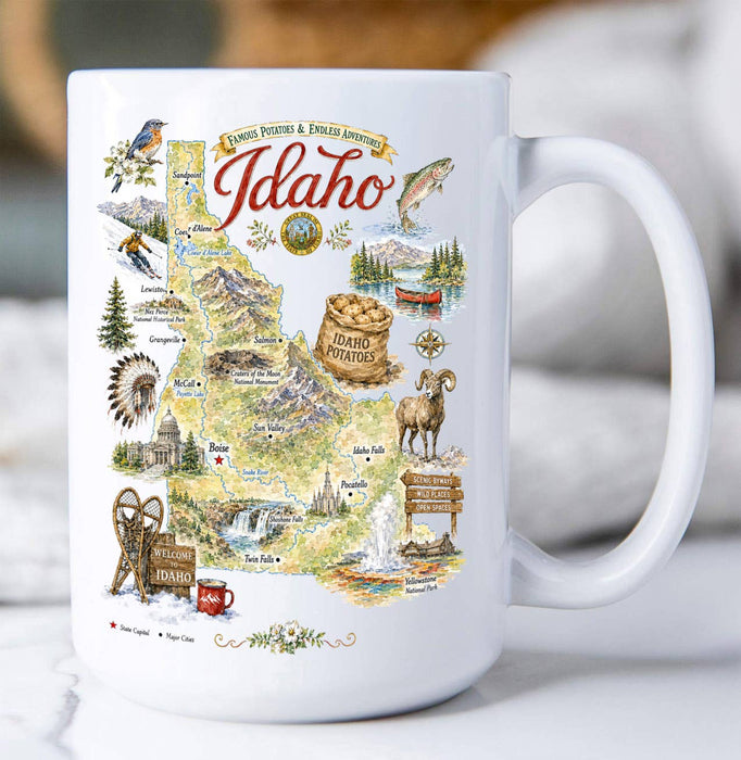 Idaho State Map Landmark Coffee Mug