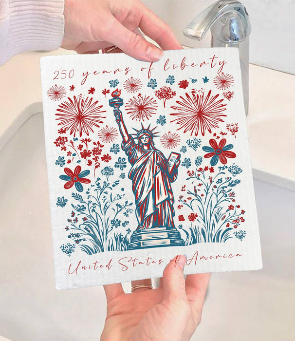 Patriotic Liberty 250 Anniversary America Swedish Dishcloth