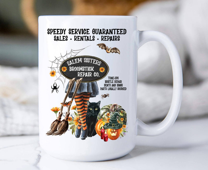 Halloween Salem Sisters Broomsticks Coffee Mug