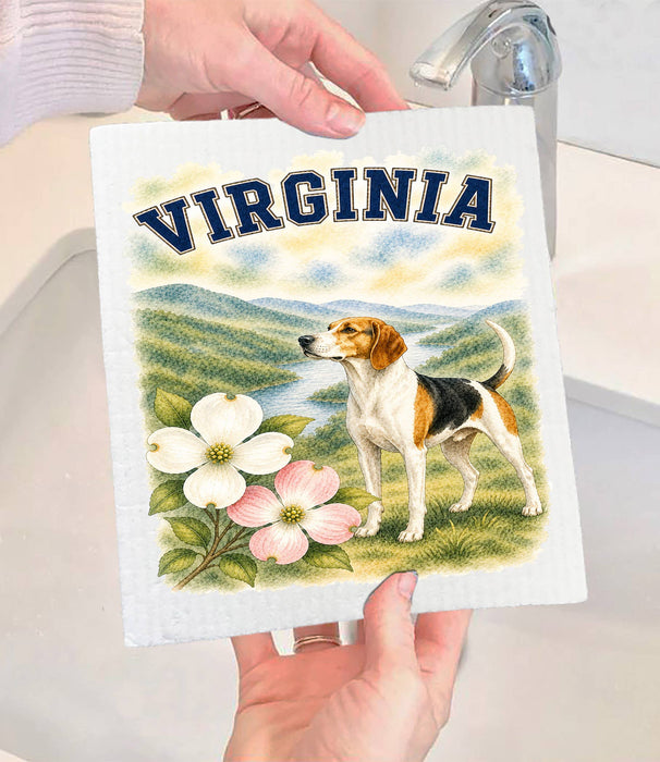 Virginia State Bird and Animal Swedish Dishcloth