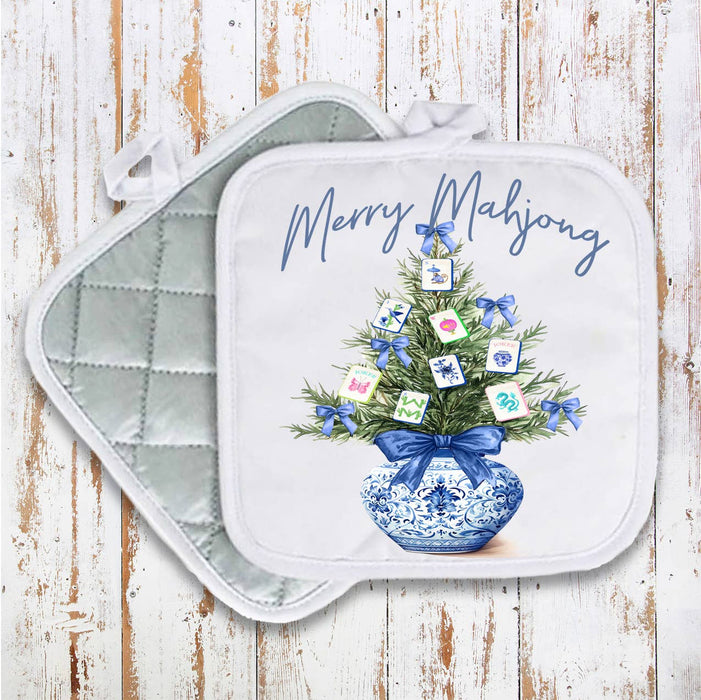 Merry Mahjong Christmas tree Pot Holder Oven Mitt