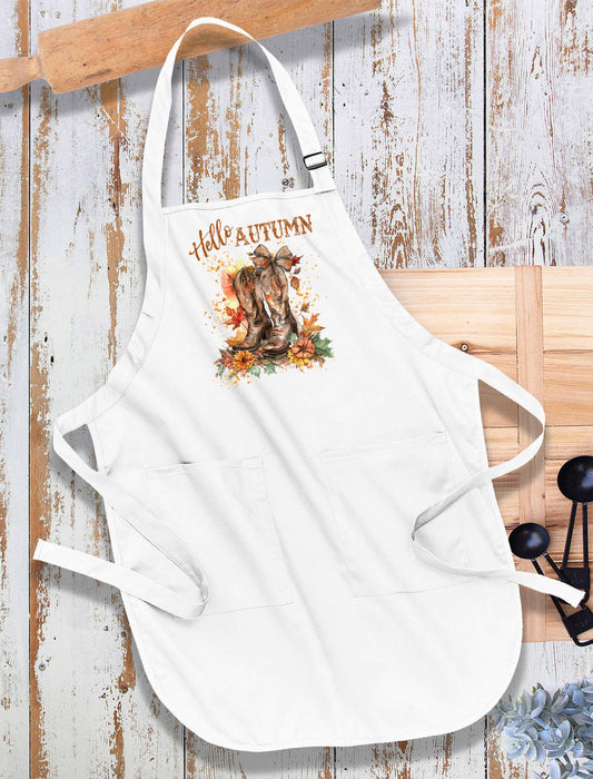 Hello Autumn Fall Cowboy Boots Apron
