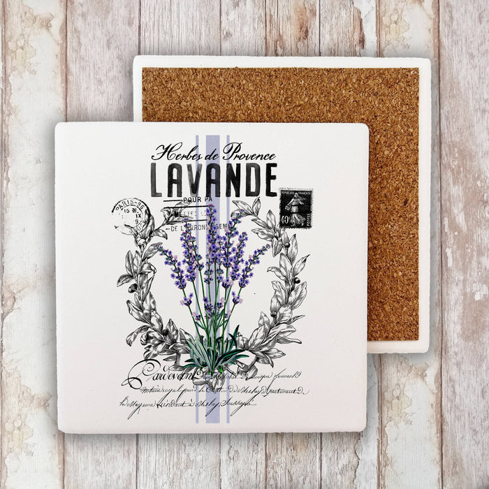 Vintage French Lavender  Stone Coaster