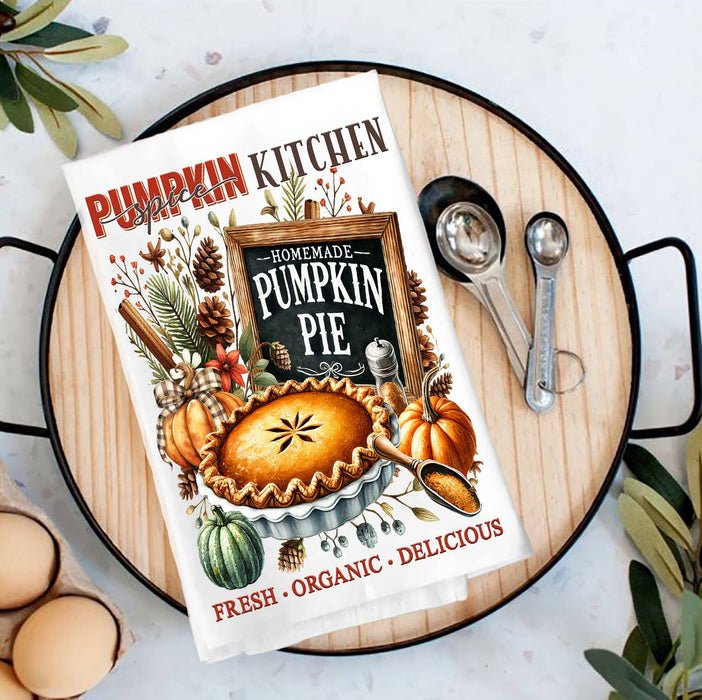 Fall Autumn Pumpkin Pie  Tea Towel