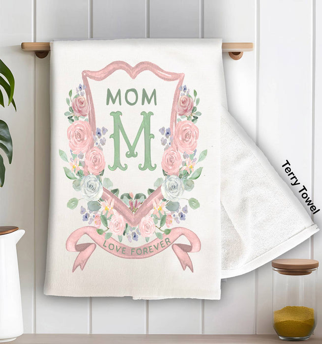 Mother's Day Mom Floral Crest Kitchen Terry Towel