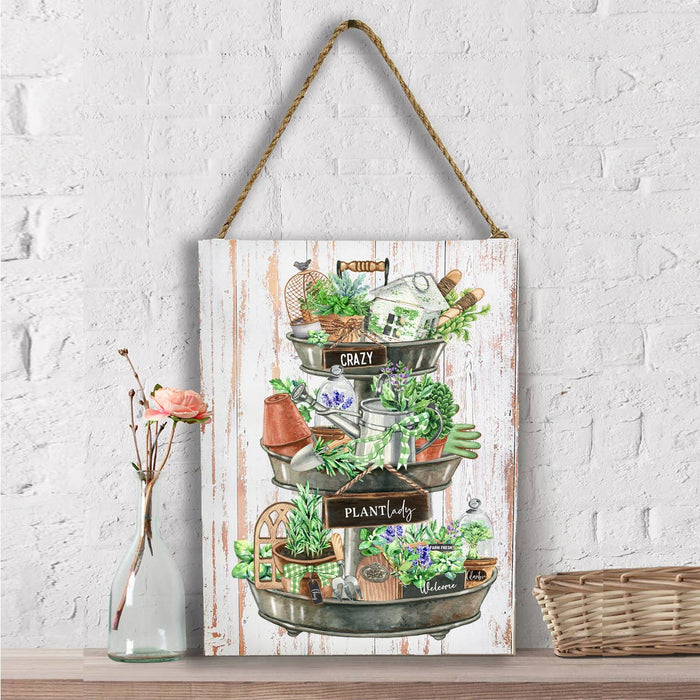 Crazy Plant Lady 3 Tier Tray Herbs Wall Decor