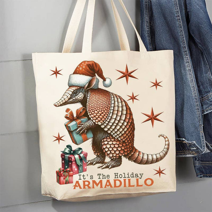 It's the Christmas Armadillo Canvas Tote Bag