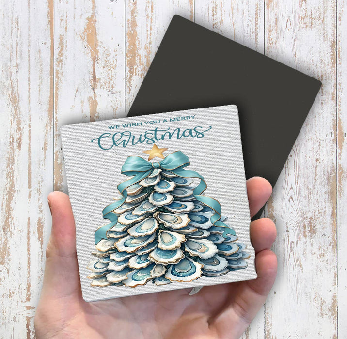 Coastal Christmas Oyster Tree Magnet Fridge