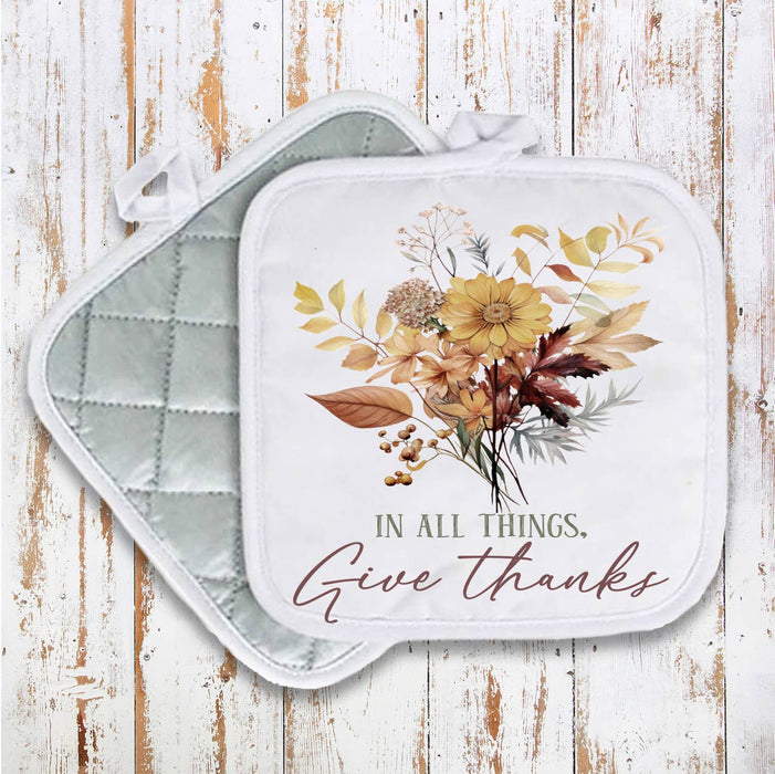 Autumn Fall Give Thanks Pot Holder Oven Mitt