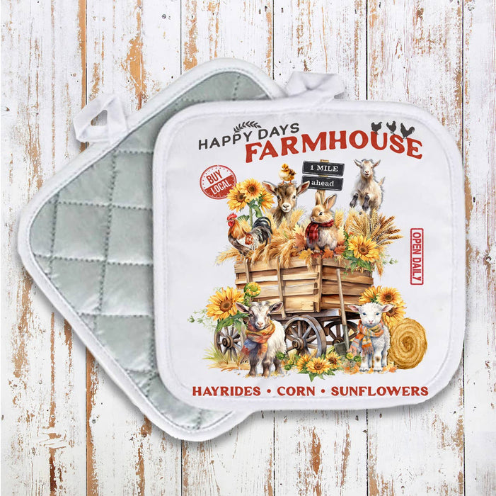 Autumn Fall Goats Farmhouse Pot Holder Oven Mitt