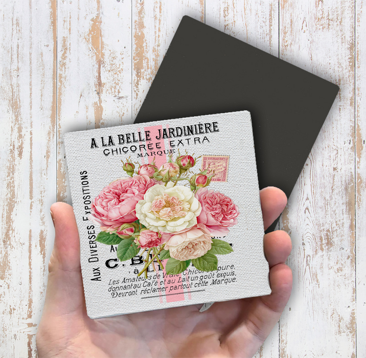 Vintage Shabby Chic French Roses Magnet Fridge