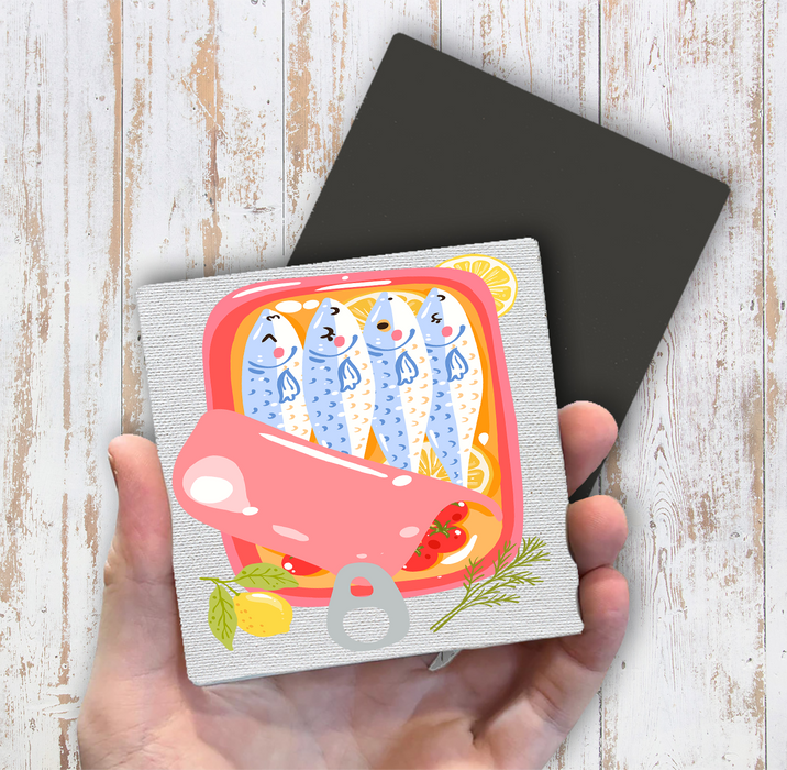 Cute Sardines Tinned Fish Coastal Magnet Fridge