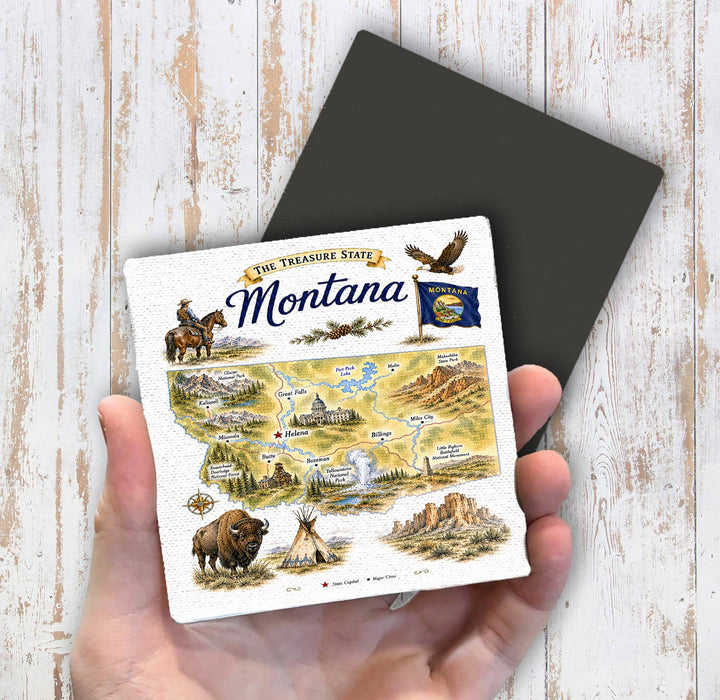 Montana State Map Landmark Magnet Fridge