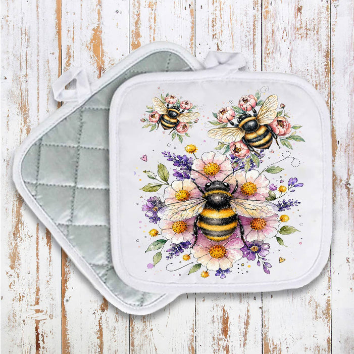 Whimsical Bees Flowers Pot Holder