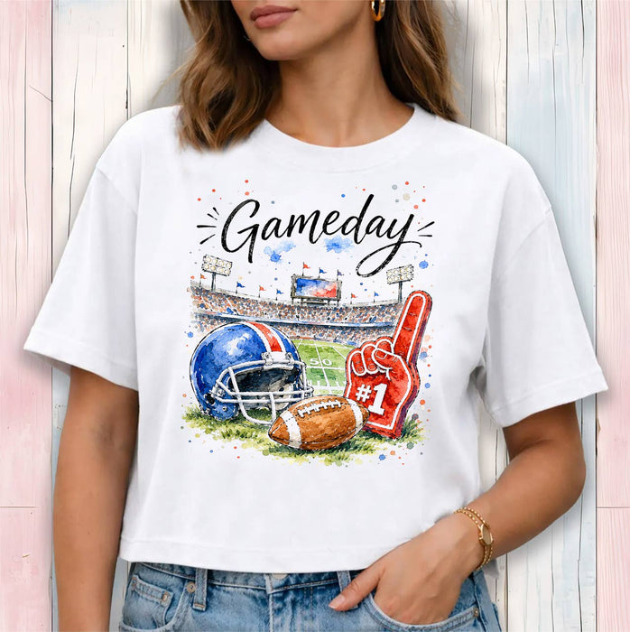 Gameday Football Royal Blue & Red Cropped T-Shirt