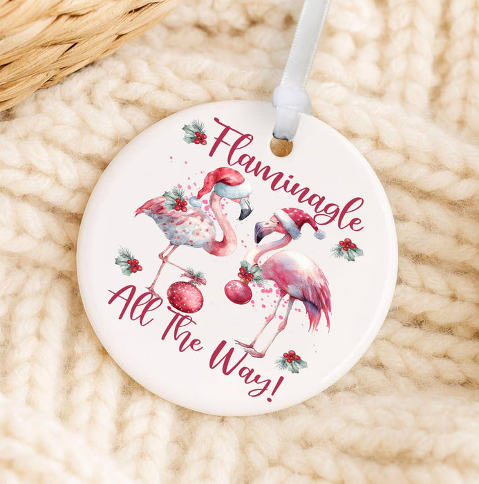 Christmas Flamingo Flaminagle all the way Ornament
