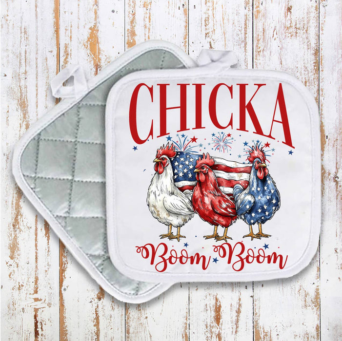 Patriotic Chicka Boom Boom Pot Holder Oven Mitt