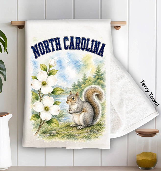 North Carolina State Bird and Animal Kitchen Terry Towel