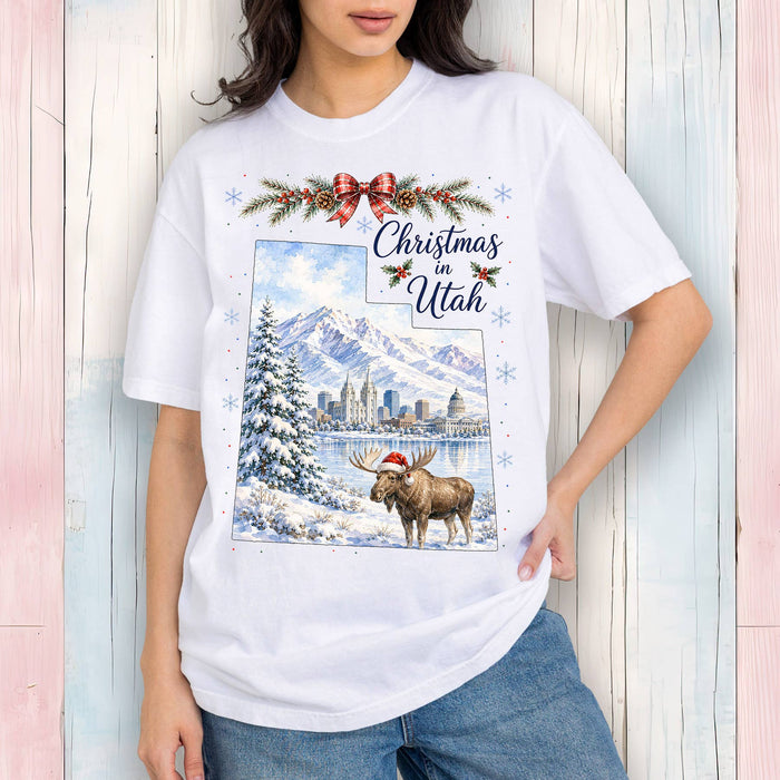 Christmas in Utah State Map T-Shirt