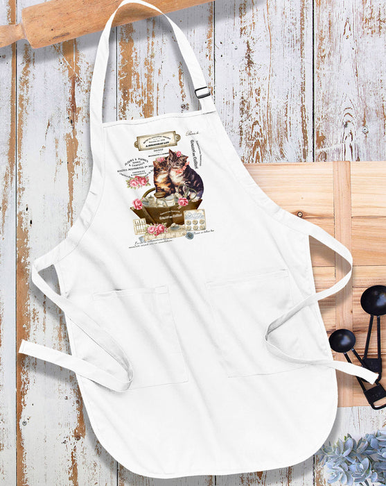 Country Vintage Fench Kittens Cats Apron