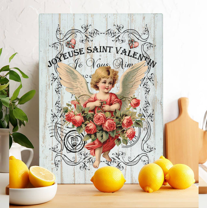 Love Story Never Ends Heart Glass Cutting Board Trivet