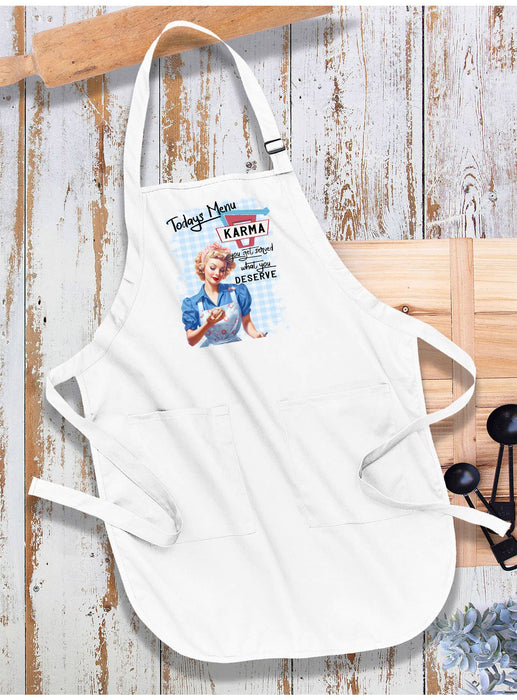 Retro Funny Karma Served Apron