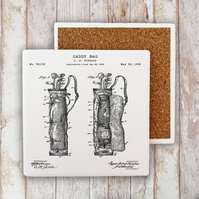 Vintage Golf Caddy Bag Stone Coaster