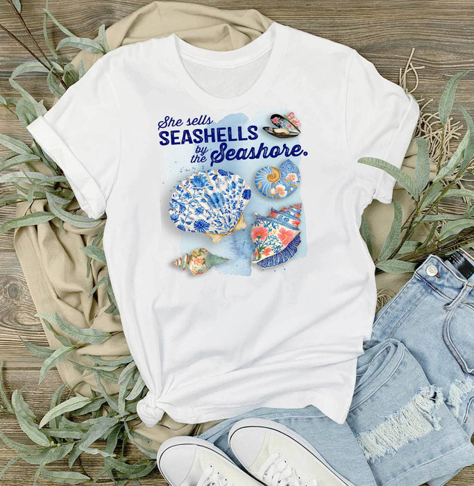 Seashells by the Seashore Floral Shells T-Shirt