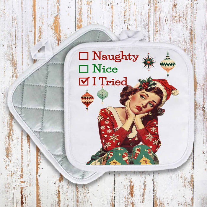 Merry Christmas Deer Red Cardinals Pot Holder