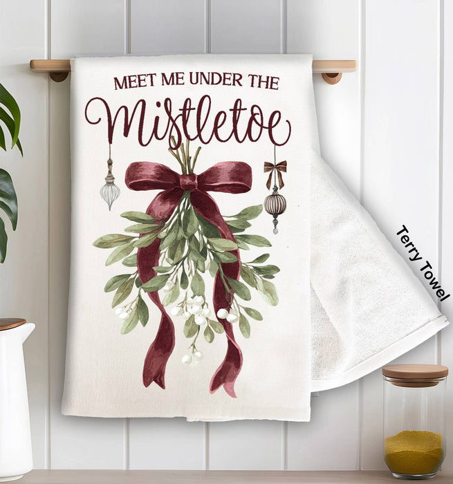 Christmas Meet me under Mistletoe Kitchen Terry Towel