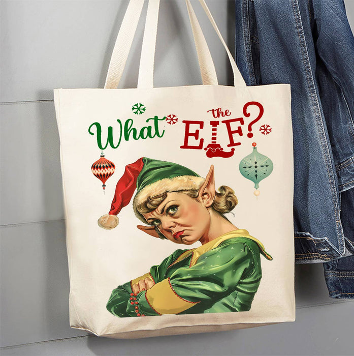 Christmas What the Elf Canvas Tote Bag