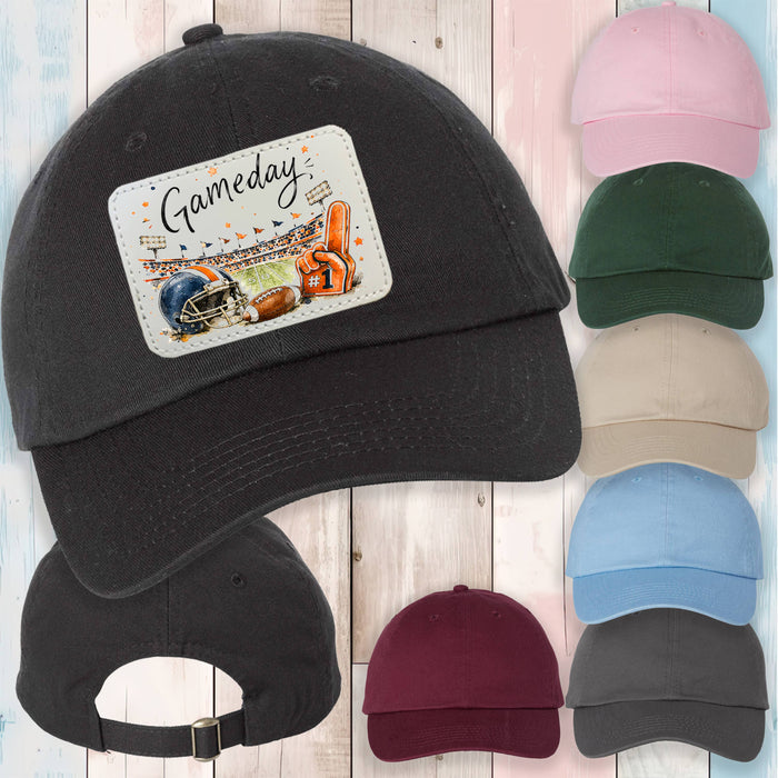 Gameday Football Navy Blue & Orange Basbeall Hat