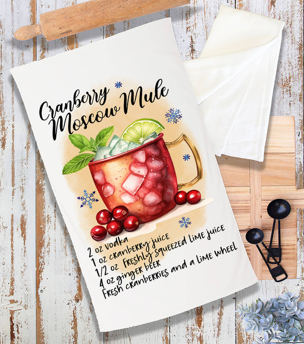 Christmas Cocktail Cranberry Moscow Mule Terry Towel