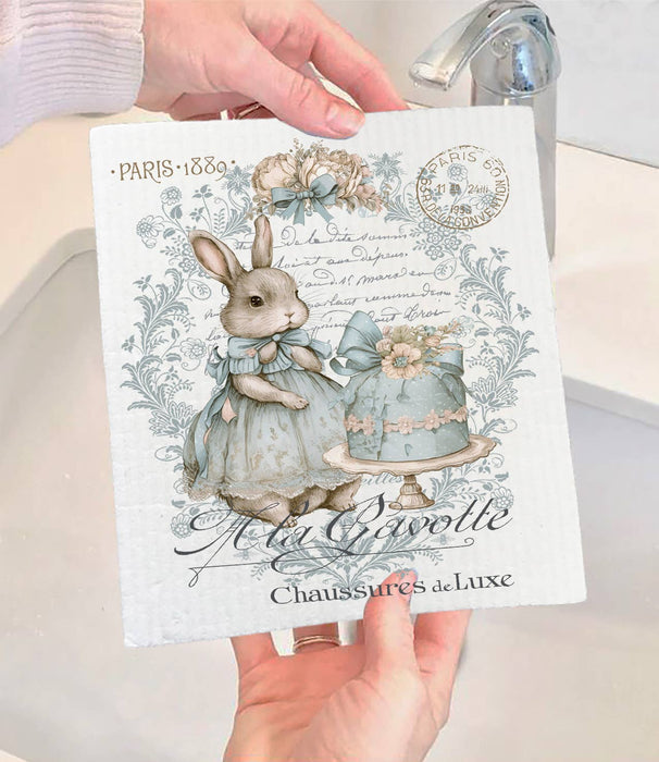 Shabby Chic French Easter Bunny Swedish Dishcloth