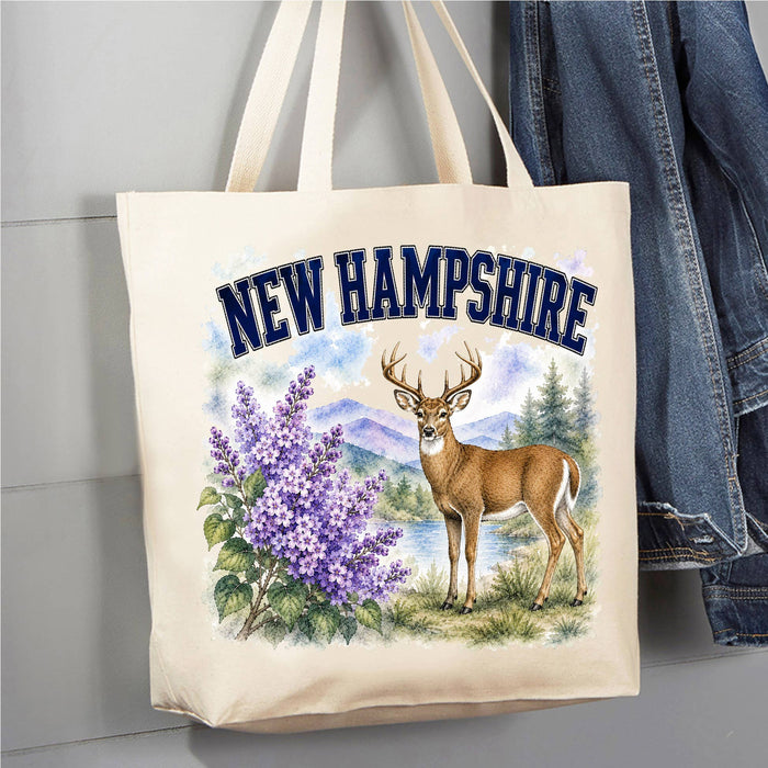 New Hampshire State Bird and Animal Canvas Tote Bag