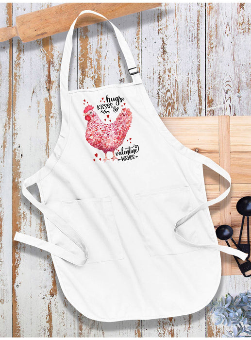 Valentine Chicken Hugs Kisses Apron