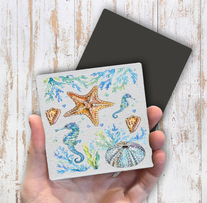 Coastal Blue Starfish Sea Horse Ocean Magnet Fridge
